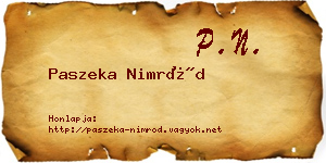 Paszeka Nimród névjegykártya